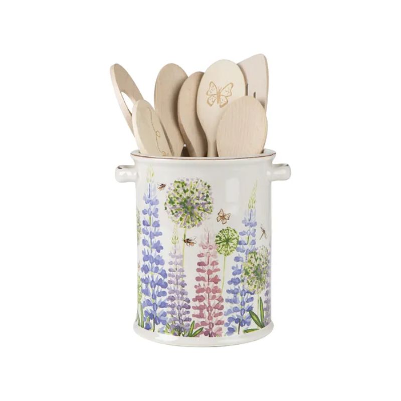 Cottage Garden Utensil Pot, 185mm tall, features charming design for organized kitchen tools and decor.