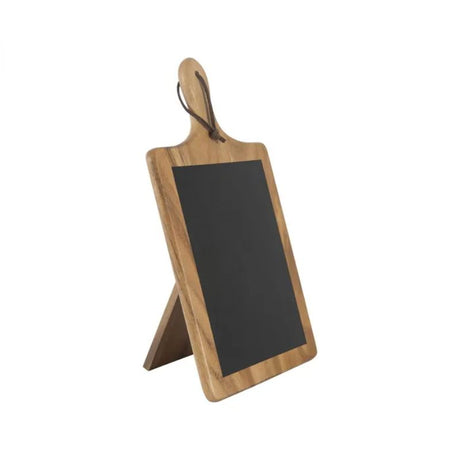 Rustic paddle chalkboard made of acacia wood, ideal for notes and artistic expressions, measuring 220mm x 15mm x 385mm.