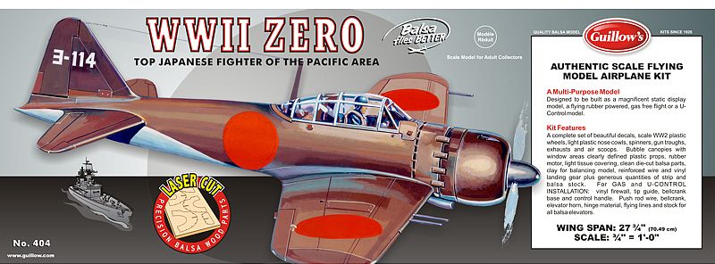 Balsa Glider Kit - 1/16 Mitsubishi Zero