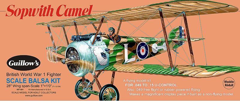 Balsa Glider Kit - 1/12 Sopwith Camel WW1 Fighter