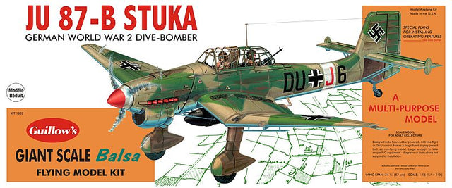 1/16 scale balsa glider model of JU-87B Stuka dive bomber, perfect for hobbyists and WWII history enthusiasts.