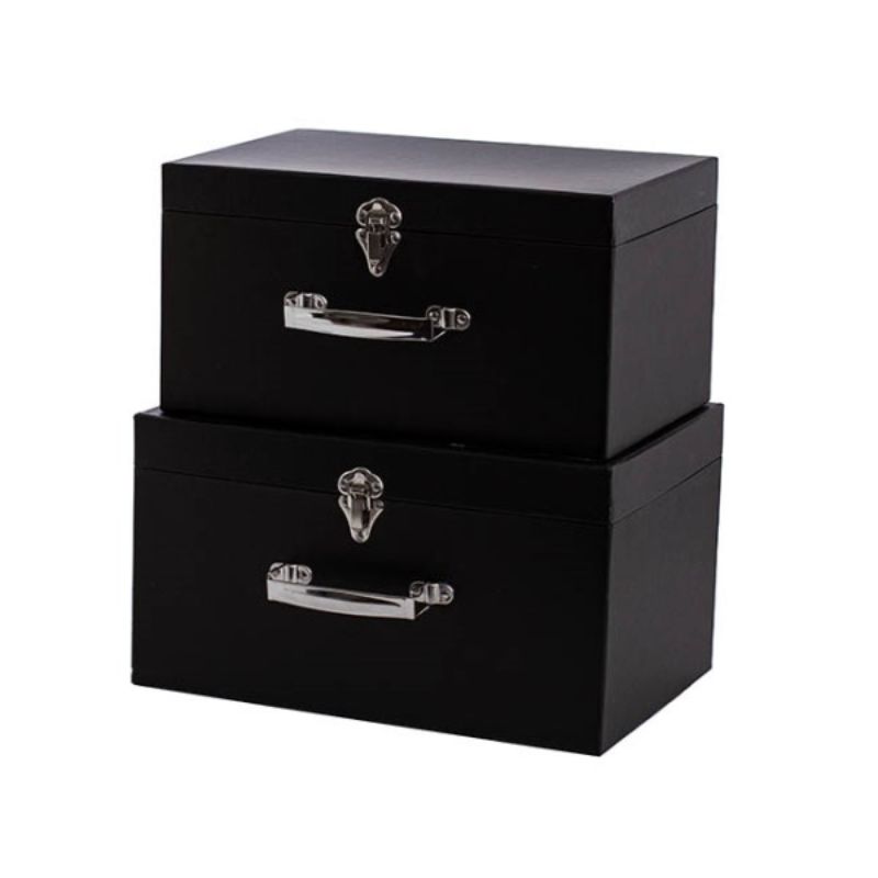 Gift Boxes - Suitcase Hamper Box Black Set of 2