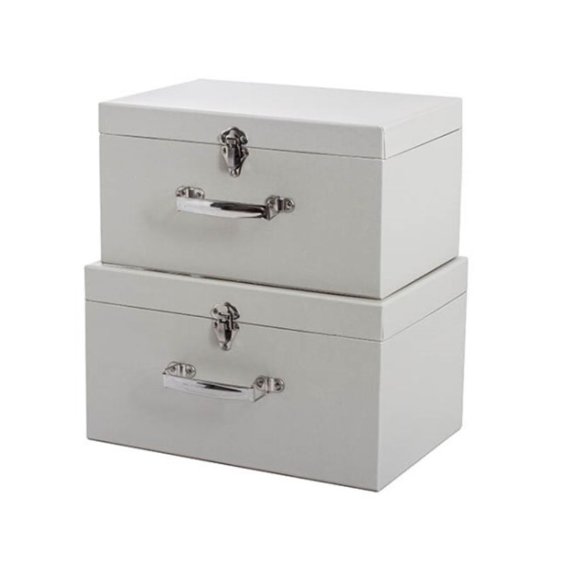 Gift Boxes - Suitcase Hamper Box Grey Set of 2