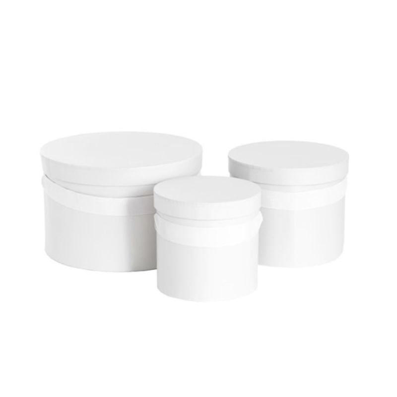 Gift Boxes - Flower Box Round Set/3 White