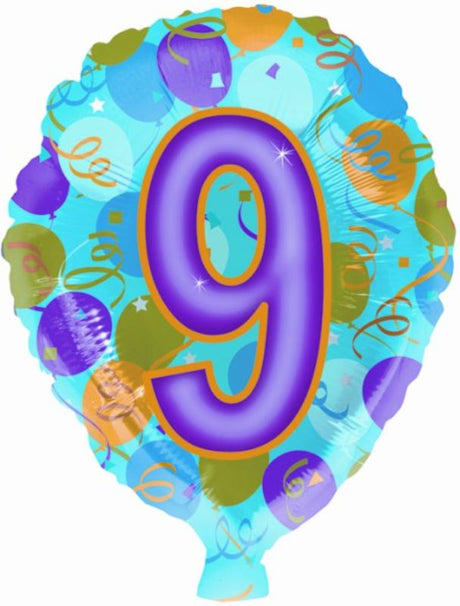 Vibrant 17in No.9 latex shape balloon, perfect for celebrations, durable, and ideal for party décor.