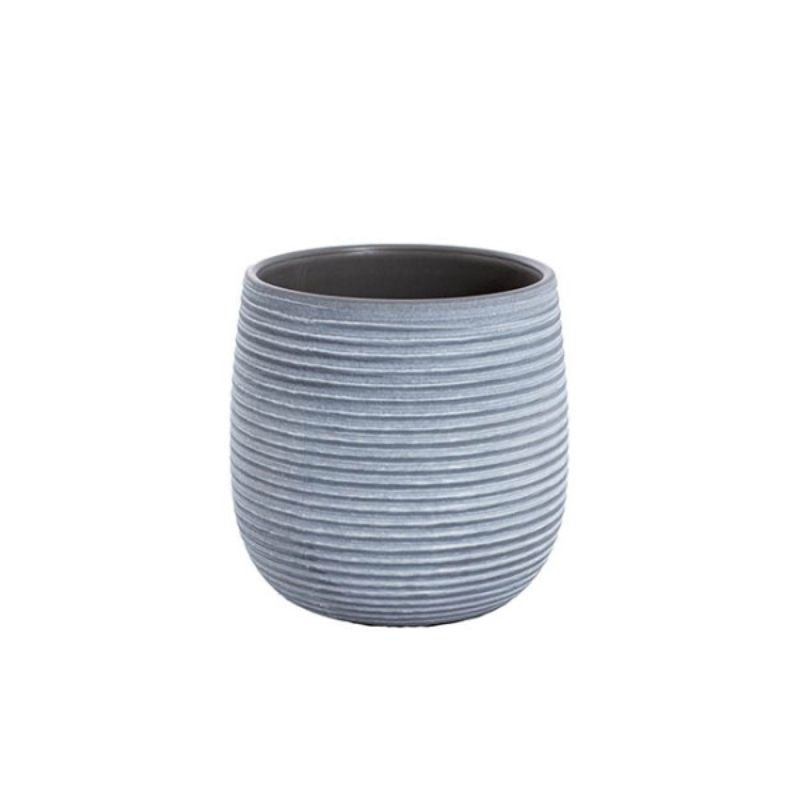 Ceramic Ribbed Pot Dark Grey