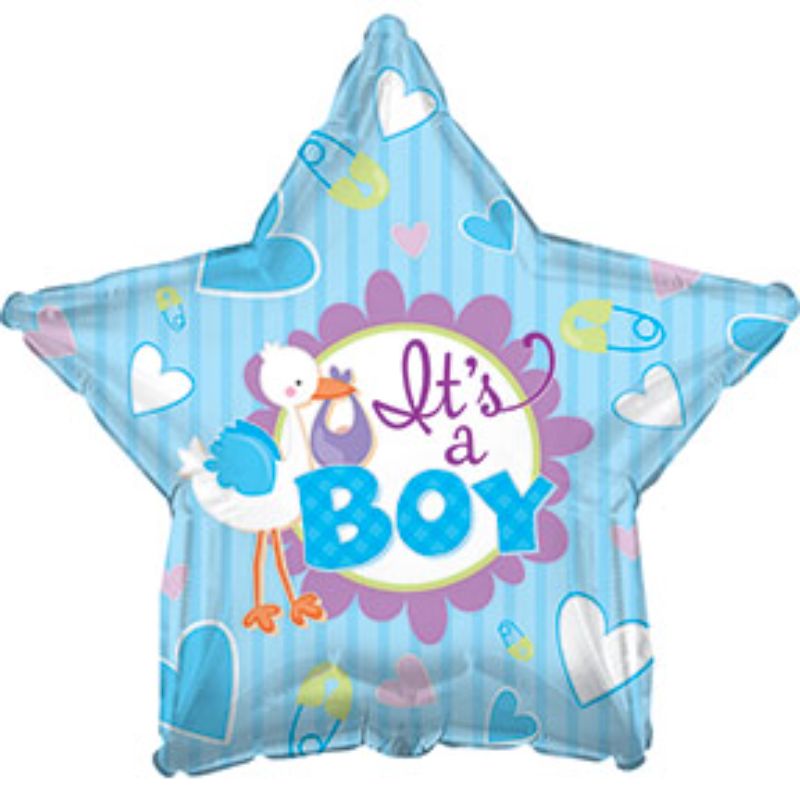 Balloon - 17in Its a Boy Stork Star