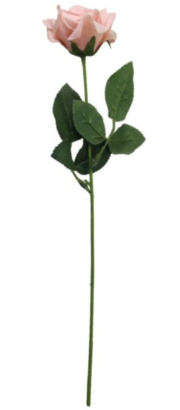 Lifelike 43cm pink artificial rose stem, perfect for home decor and lasting elegance without maintenance.