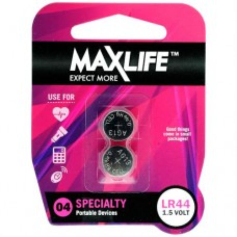 Batteries Alkaline Button - 2 Pack LR44 Max-Life