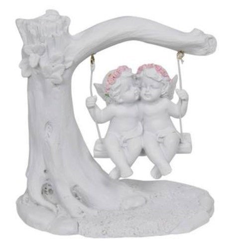 Ornament - Twin Cherubs on Rose Swing