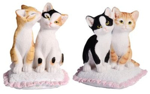 Ornament - Double Cat on Cushion - Set of 2 Assorted (11cm)