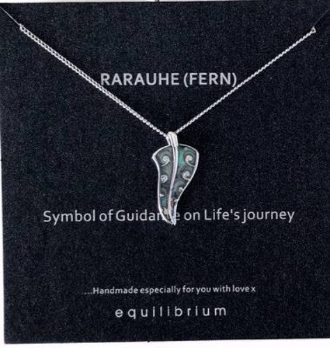 Kiwiana Necklace Paua Fern - Silver Plated (Equilibrium)