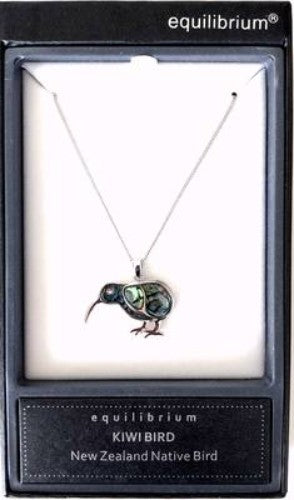 Kiwiana Necklace Paua Kiwi - Silver Plated (Equilibrium)