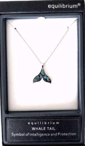 Kiwiana Necklace Paua Whale Tail - Silver Plated (Equilibrium)