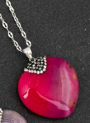 Necklace - Agate Heart - Equilibrium (Red)
