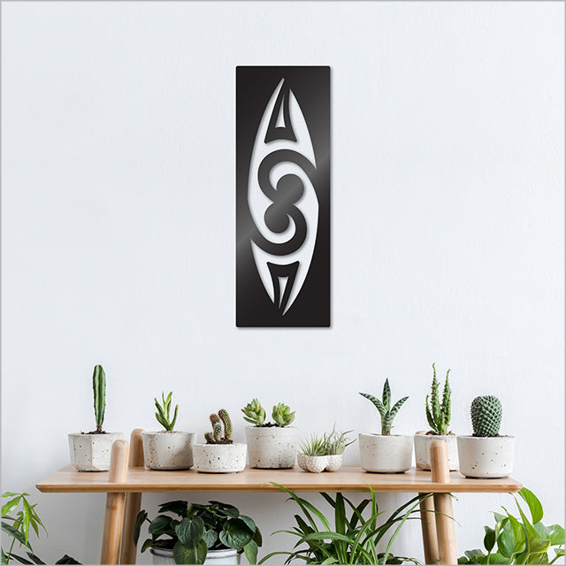 Large black ACM art panel featuring intricate leaf designs, perfect for modern indoor or outdoor decor.