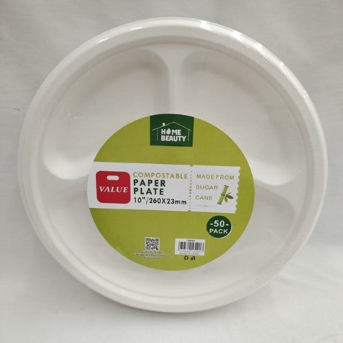 10inch Compostable Plates (260*23mm ,50PCS) - Pack of 6