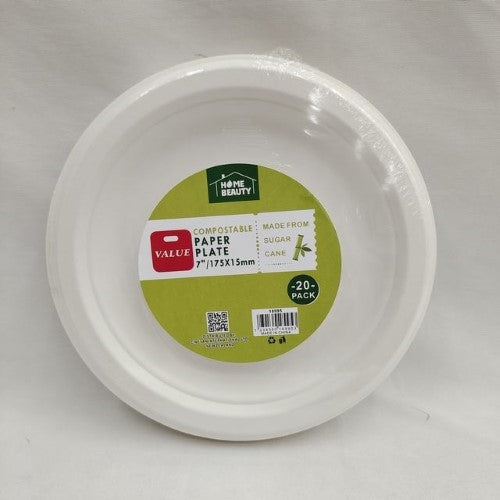 7inch Compostable Plates (175*15mm ,20PCS) - Pack of 6