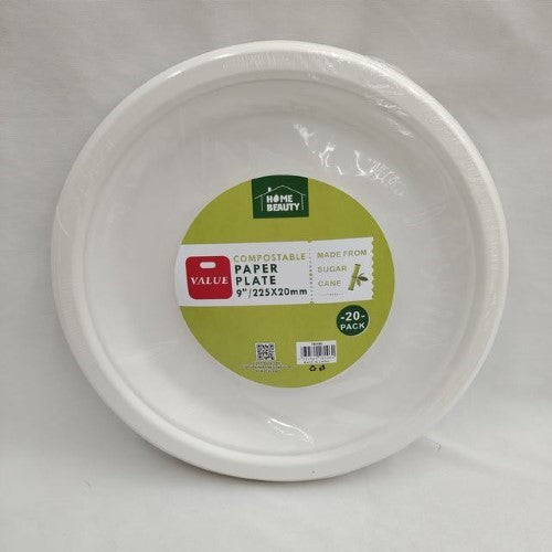 9inch Compostable Plates (225*20mm ,20PCS) - Pack of 6