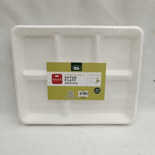 Compostable Plates (265*215mm ,20PCS) - Pack of 6