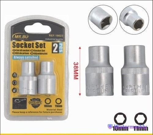 2pcs Socket Set (10mm/11mm, 38mm) - Pack of 12