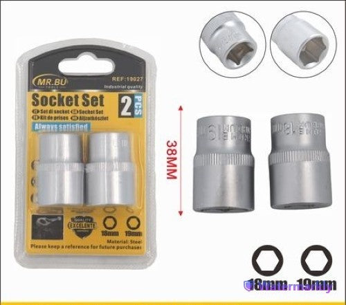 2pcs Socket Set (18mm/19mm, 38mm) - Pack of 12