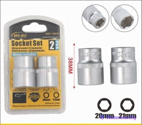 2pcs Socket Set (20mm/21mm, 38mm) - Pack of 12
