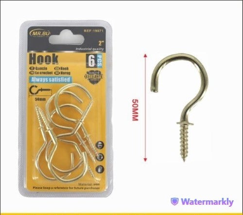 Hook(2INCH, 50MM, 6PCS) - Pack of 12