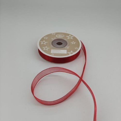 Organza Ribbon 1cm  ( 22m - Red) - Pack of 6