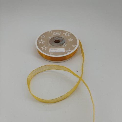 Organza Ribbon 1cm  ( 22m - Yellow) - Pack of 6