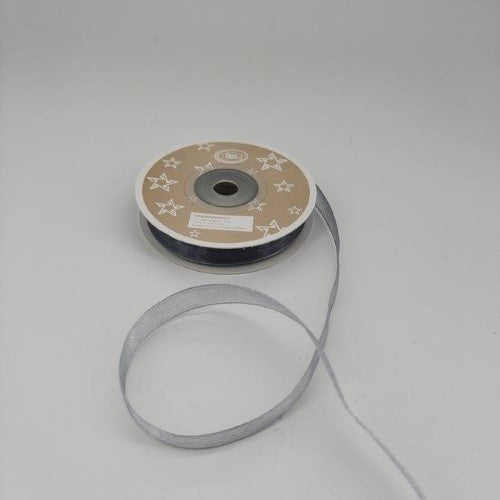 Organza Ribbon 1cm  ( 22m - Silver) - Pack of 6
