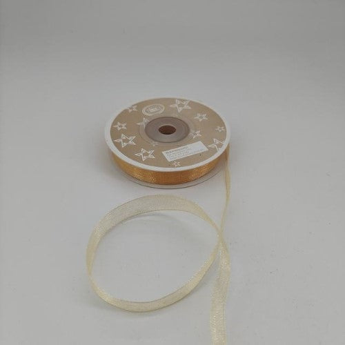 Organza Ribbon 1cm  ( 22m - Light Gold) - Pack of 6