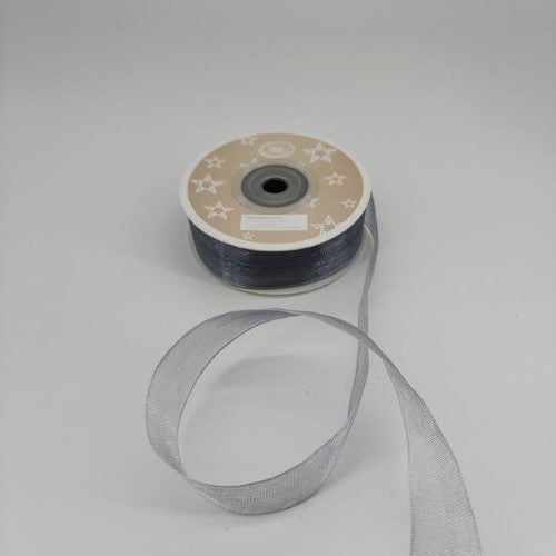 Organza Ribbon 2cm  ( 22m - Silver) - Pack of 6