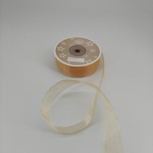 Organza Ribbon 2cm  ( 22m - Light Gold) - Pack of 6