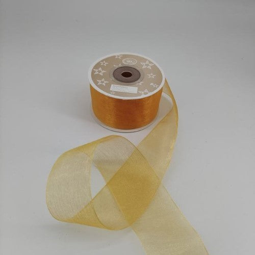 Organza Ribbon 3.8cm  ( 22m - Gold) - Pack of 6