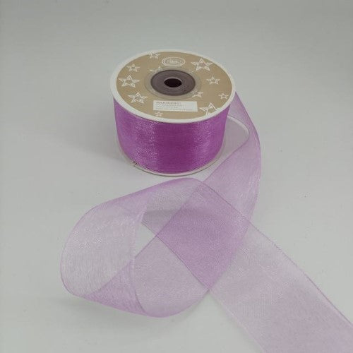 Organza Ribbon 3.8cm  ( 22m - Lavender Purple) - Pack of 6