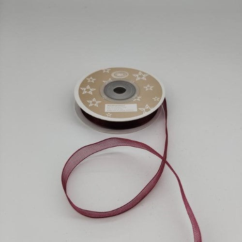 Organza Ribbon 1cm  ( 22m - Wine Red) - Pack of 6