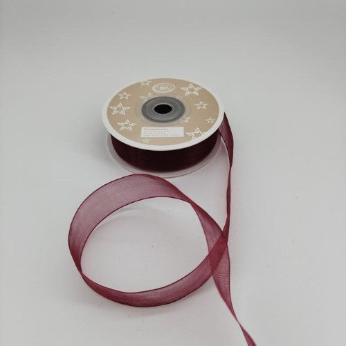 Organza Ribbon 2cm  ( 22m - Wine Red ) - Pack of 6