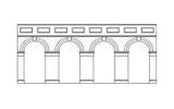 Hornby Accessories - Mid Lev. Arch. Retain.Wall-Red