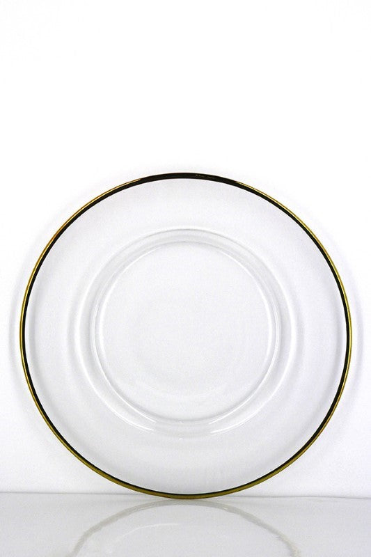 Metallic Rim Glass Charger Plate - Size 33cmD - Set of 12