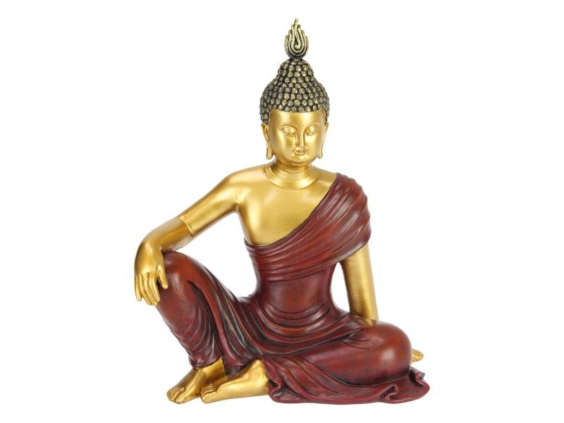 Ornament - 22cm Rulai Buddha Sit Gold / Red  - Pack of 2