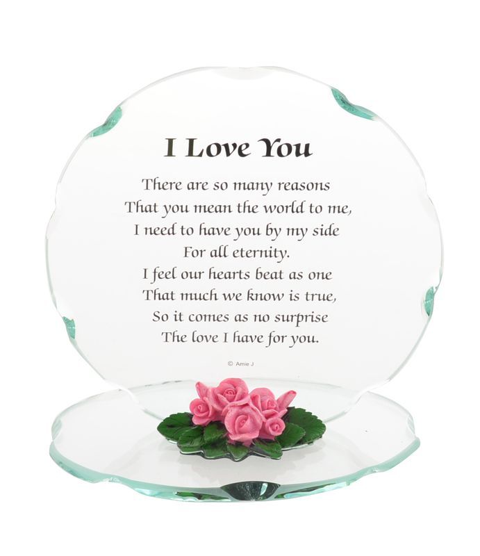 14cm Glass Plaque I Love You  - Pack of 2