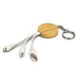 Charging Cable Key Ring - Bamboo Round (Set of 10)