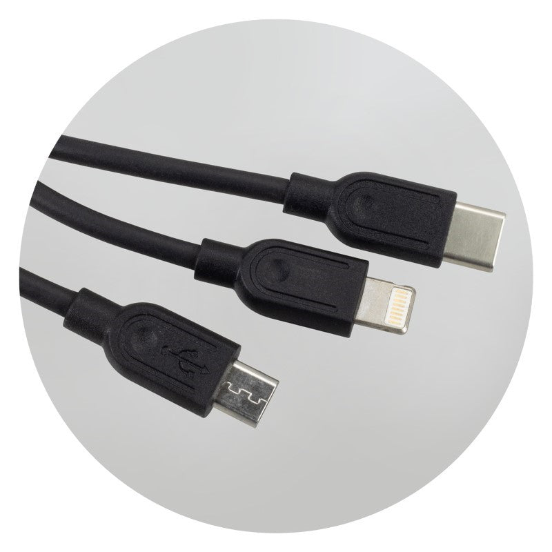 Triple Connector Cable - Bamboo Natural/Black (Set of 10)