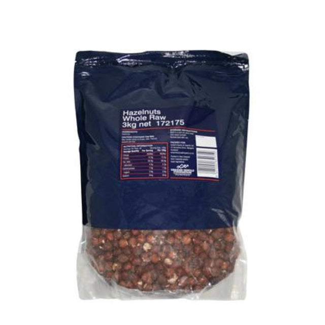 3KG pack of whole raw hazelnuts, rich in antioxidants and healthy fats, perfect for baking, cooking, or snacking.