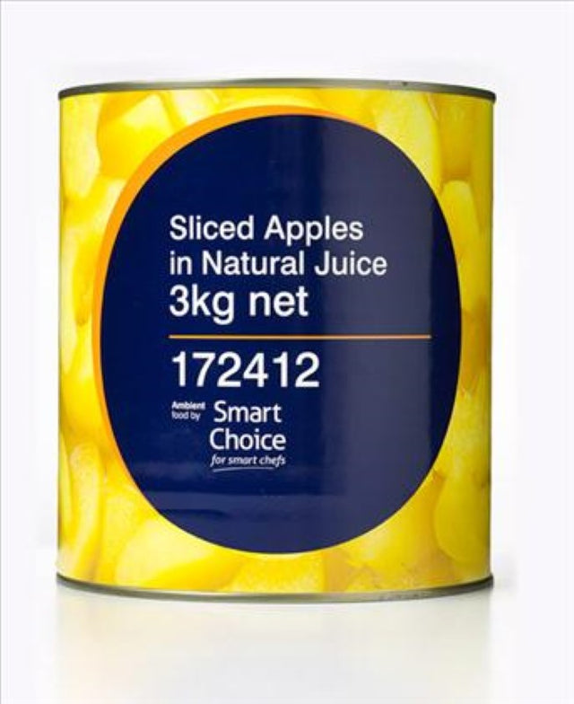 3KG pack of Smart Choice sliced apples in natural juice, offering fresh, flavorful, and wholesome snack options.