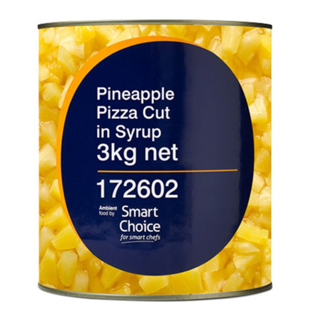 3KG pack of Smart Choice Pineapple Pizza Cut in Syrup, perfect for toppings and desserts with tropical flavor.