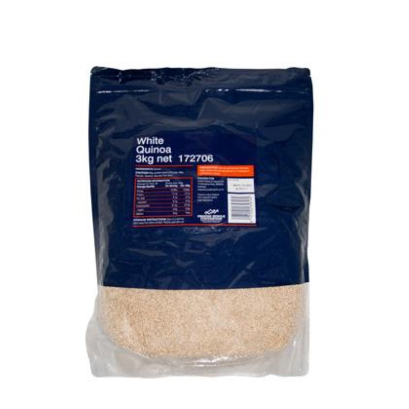 3KG pack of organic white quinoa from Bolivia, high in protein and gluten-free, perfect for various healthy dishes.