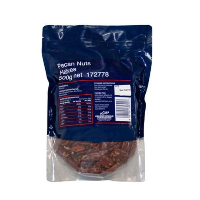 500g pack of Smart Choice Pecan Nuts Halves, ideal for baking, salads, or as a healthy snack.