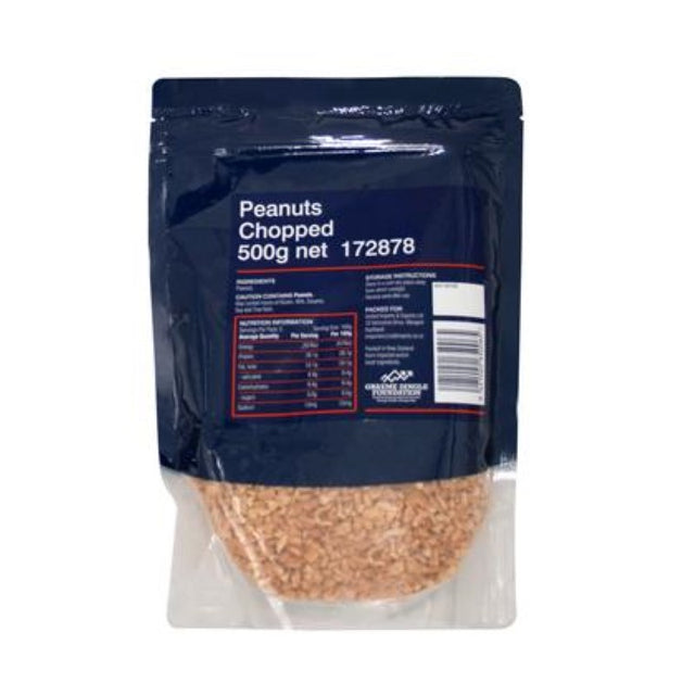 500g pack of Smart Choice Chopped Peanuts, high oleic, perfect for healthy snacking, baking, and adding crunch to meals.